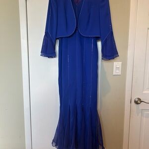 Junnie Leigh New York Elegant Blue Women's Dress with Jacket Size 10